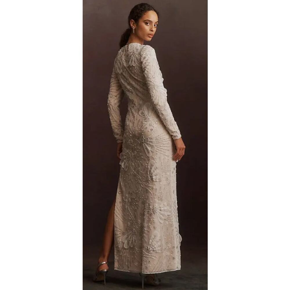 BHLDN Long-Sleeve Beaded Ivory Maxi Dress Gown Size XS NWT+I Formal Bridal